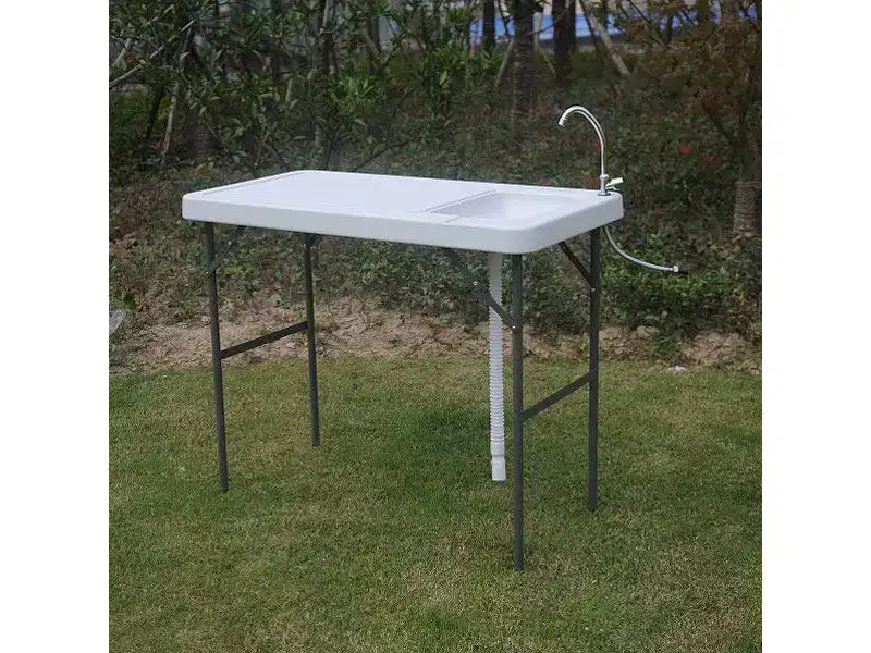 Table de camping pliante d'extérieur rectangulaire avec évier