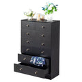 Karl Home 7-Drawer Black Particle Board 25.98in. W Chest of Drawer
