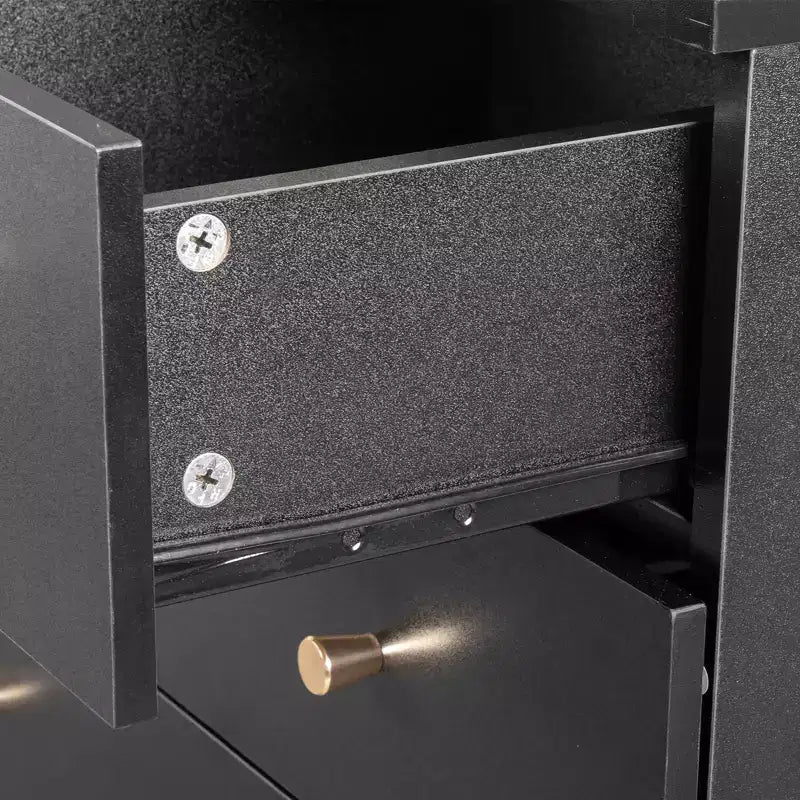 Commode à 7 tiroirs en panneau de particules noir de 66 cm de large