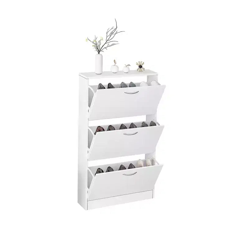 Karl Home 3 Flip Drawers White Particle Board 22.83in. W Shoe Cabinet