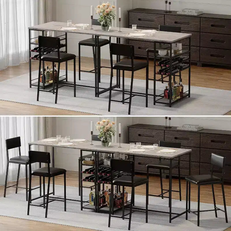Ensemble de salle à manger hauteur comptoir pour 2 avec étagères de rangement Table de bistrot et chaises rembourrées, Ensemble de cuisine compact pour appartements
