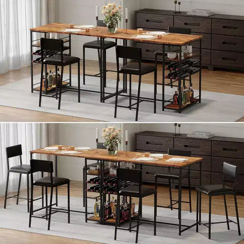 Ensemble de salle à manger hauteur comptoir pour 2 avec étagères de rangement Table de bistrot et chaises rembourrées, Ensemble de cuisine compact pour appartements