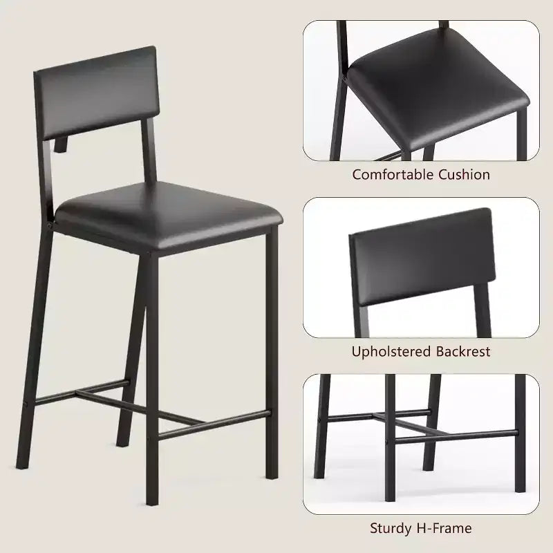 Ensemble de salle à manger hauteur comptoir pour 2 avec étagères de rangement Table de bistrot et chaises rembourrées, Ensemble de cuisine compact pour appartements