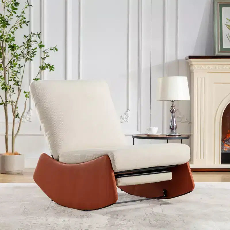 GDFStudio Goldsmith Corduroy Upholstered Rocking Chair Recliner with Footrest
