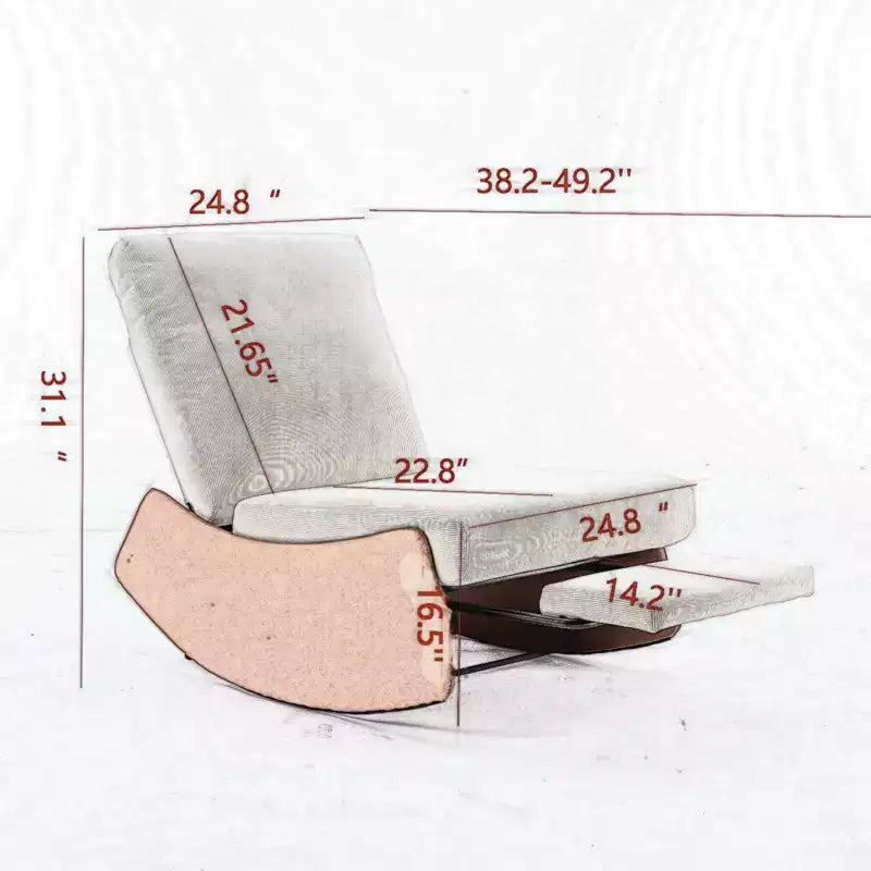 Fauteuil à bascule inclinable en velours côtelé avec repose-pieds