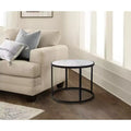Royal Hampton 23 Inch Side End Table, Modern Round Marble Top, Classic Iron Frame
