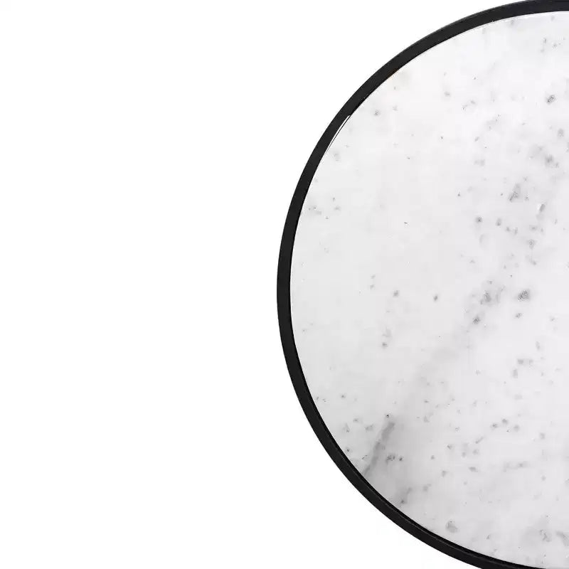 Table d'appoint de 23 pouces, plateau rond en marbre moderne, cadre en fer classique