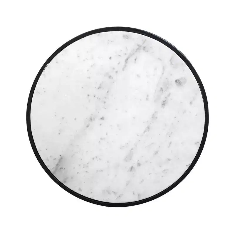 Table d'appoint de 23 pouces, plateau rond en marbre moderne, cadre en fer classique