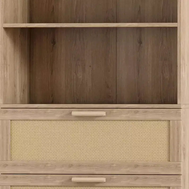 Meuble de rangement haut, Bibliothèque en rotin avec 3 tiroirs