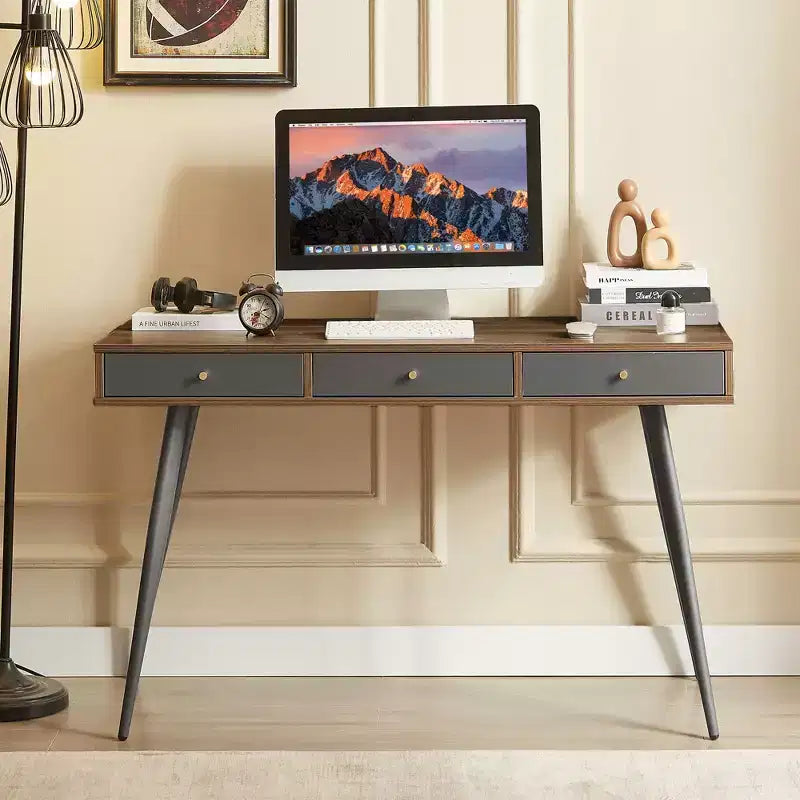 Bureau d'ordinateur moderne multifonctionnel avec 3 tiroirs