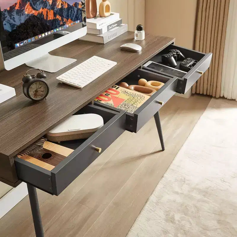 Bureau d'ordinateur moderne multifonctionnel avec 3 tiroirs