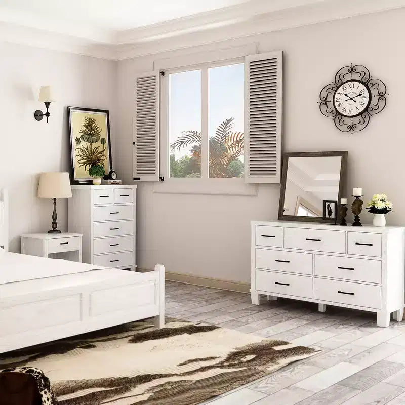 Commode à 7 tiroirs, chiffonnier avec poignées métalliques, organisateur en bois pour chambre à coucher, salon