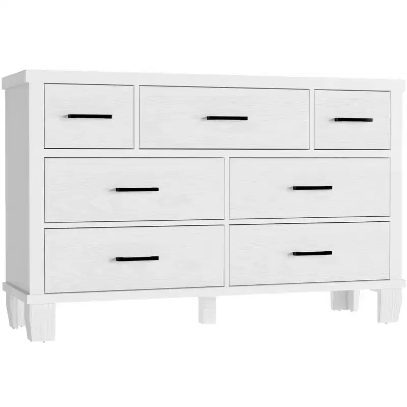 Commode à 7 tiroirs, chiffonnier avec poignées métalliques, organisateur en bois pour chambre à coucher, salon