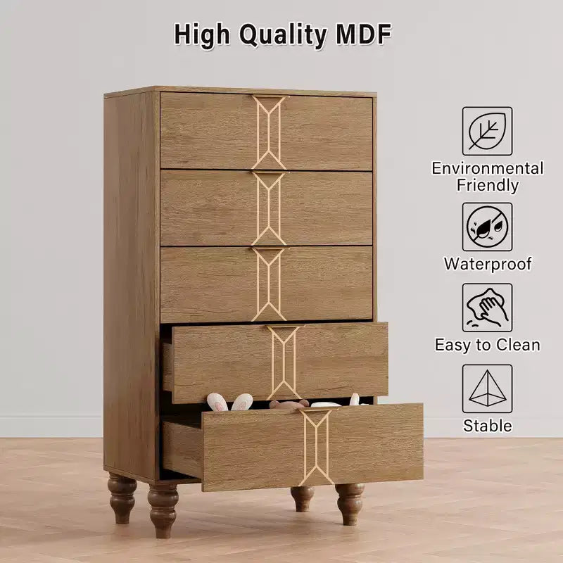 Armoire en bois au design vintage, commode de rangement à tiroirs profonds pour chambre à coucher, salon