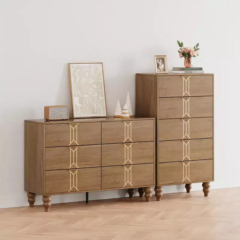 Armoire en bois au design vintage, commode de rangement à tiroirs profonds pour chambre à coucher, salon