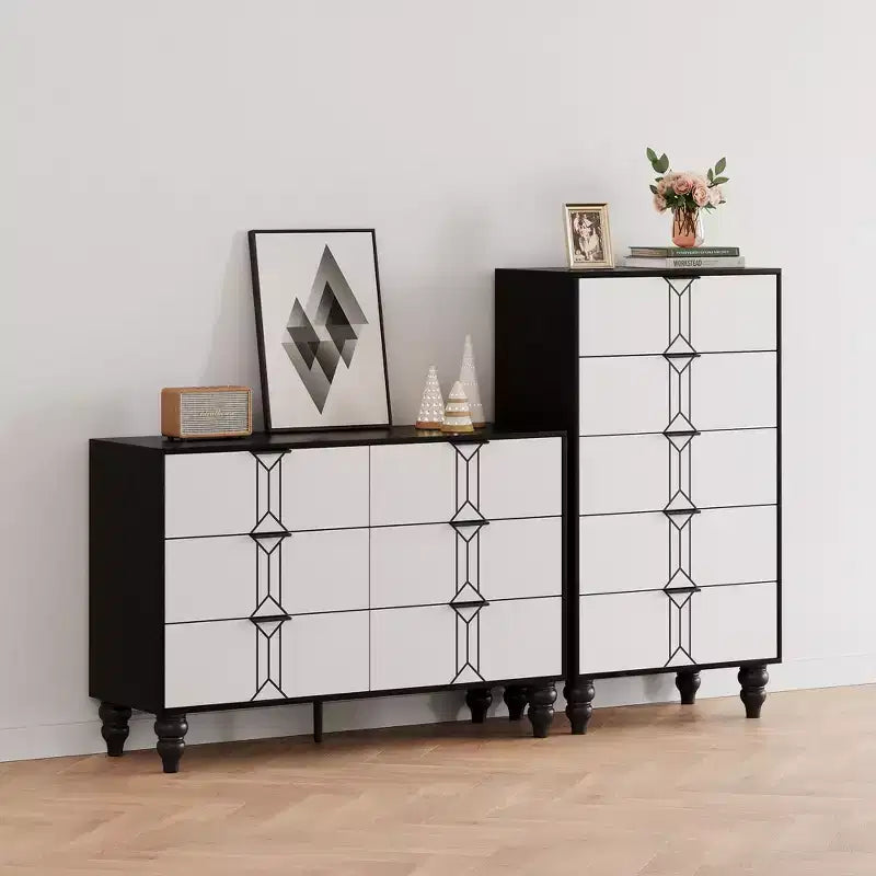 Armoire en bois au design vintage, commode de rangement à tiroirs profonds pour chambre à coucher, salon