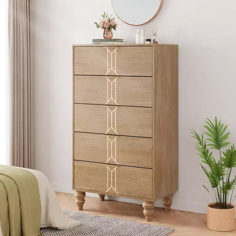 Armoire en bois au design vintage, commode de rangement à tiroirs profonds pour chambre à coucher, salon
