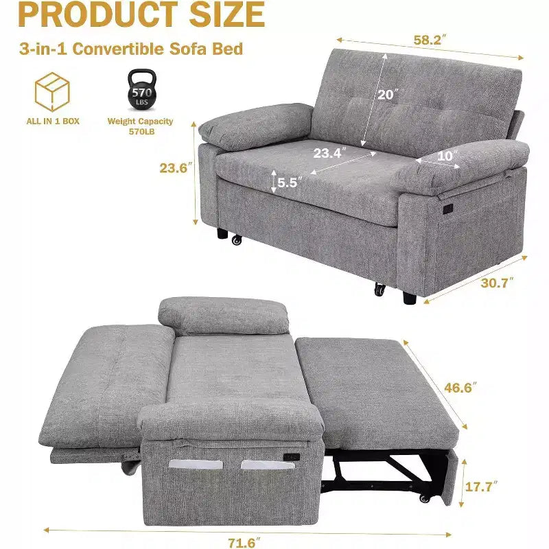 Canapé-lit convertible trois-en-un
