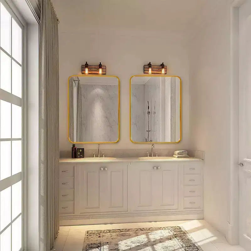 Miroir de salle de bain rectangulaire encadré en métal noir 24x36 pouces pour fixation murale