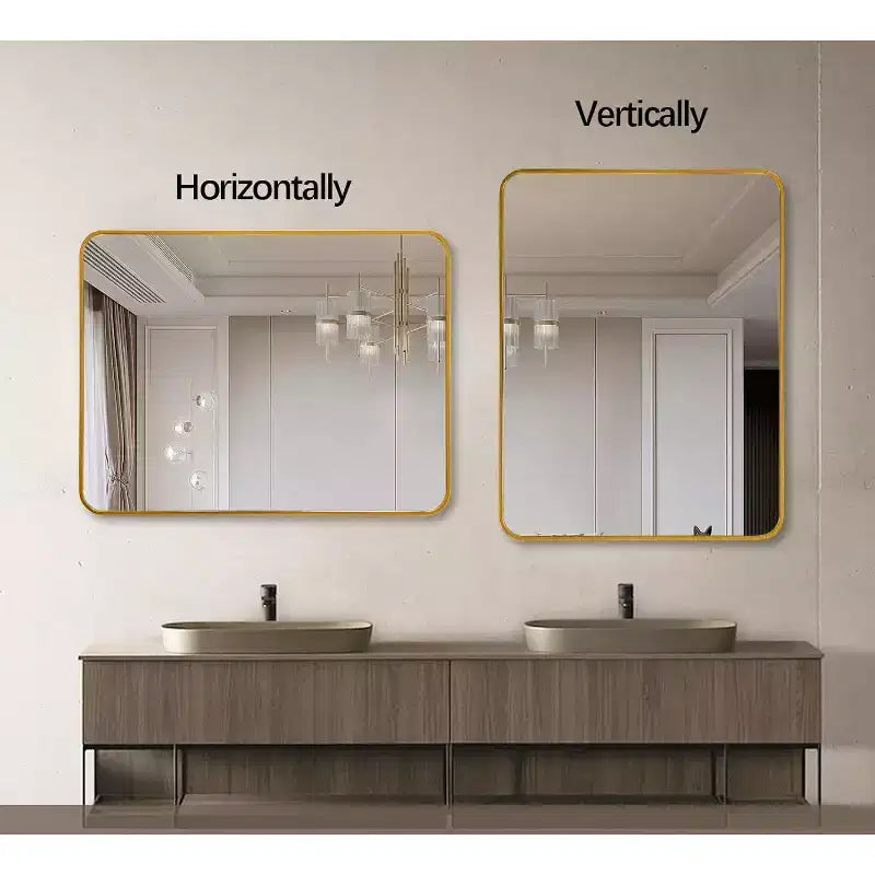 Miroir de salle de bain rectangulaire encadré en métal noir 24x36 pouces pour fixation murale