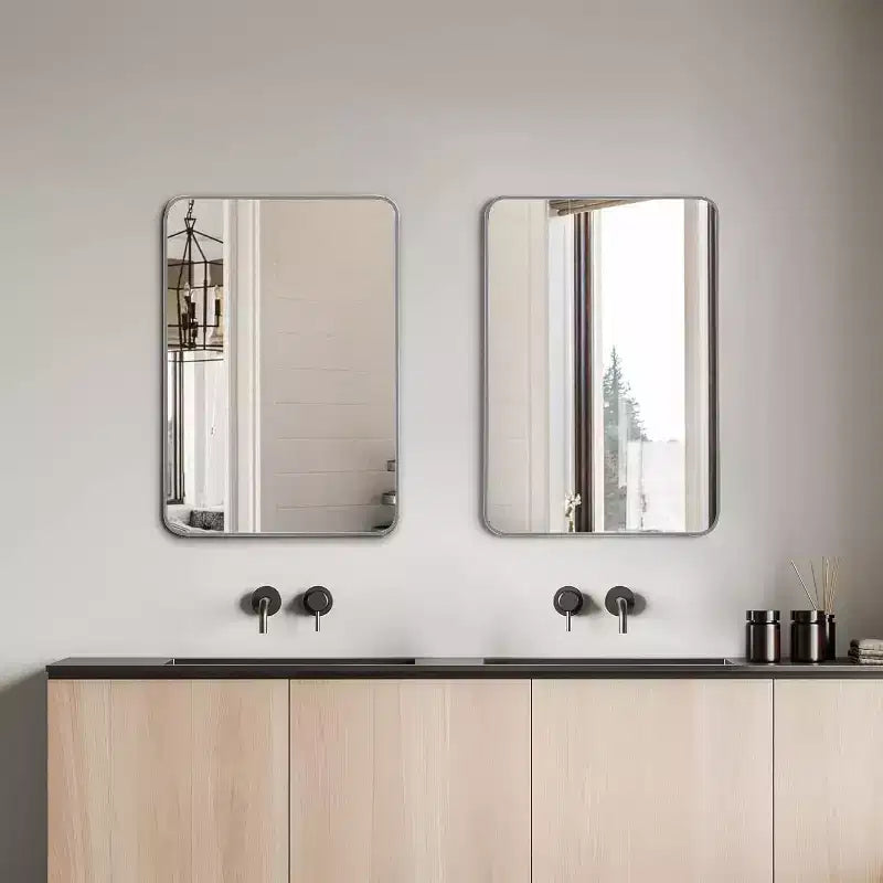 Miroir de salle de bain rectangulaire encadré en métal noir 24x36 pouces pour fixation murale