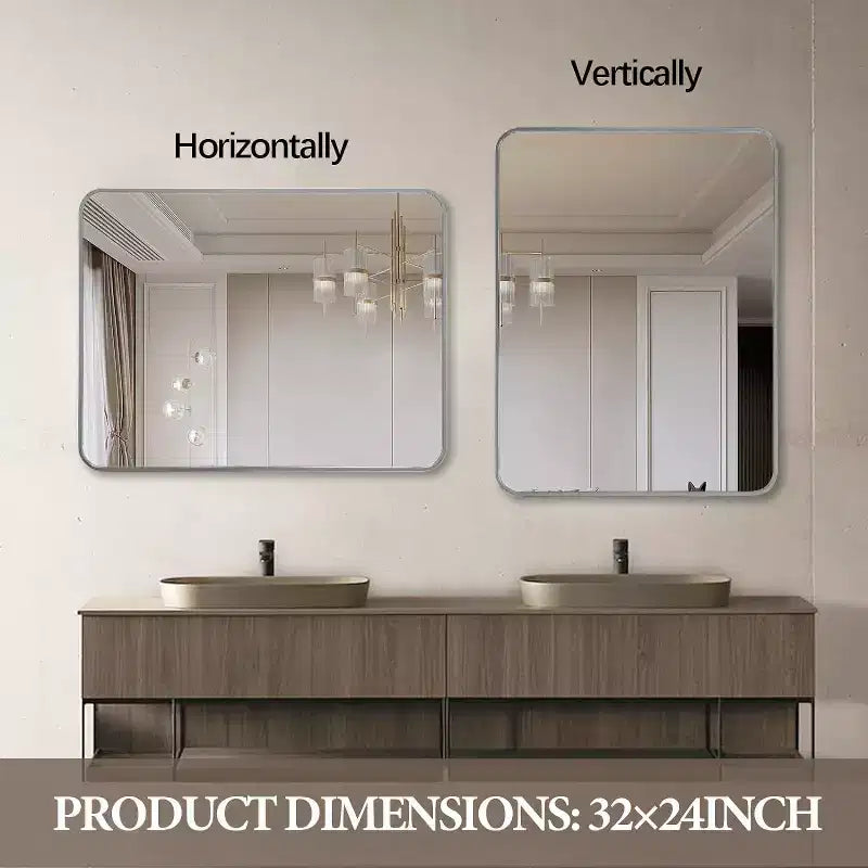 Miroir de salle de bain rectangulaire encadré en métal noir 24x36 pouces pour fixation murale