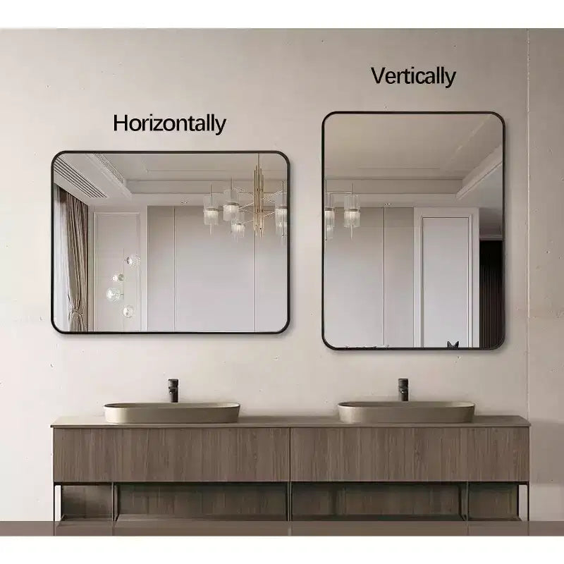 Miroir de salle de bain rectangulaire encadré en métal noir 24x36 pouces pour fixation murale