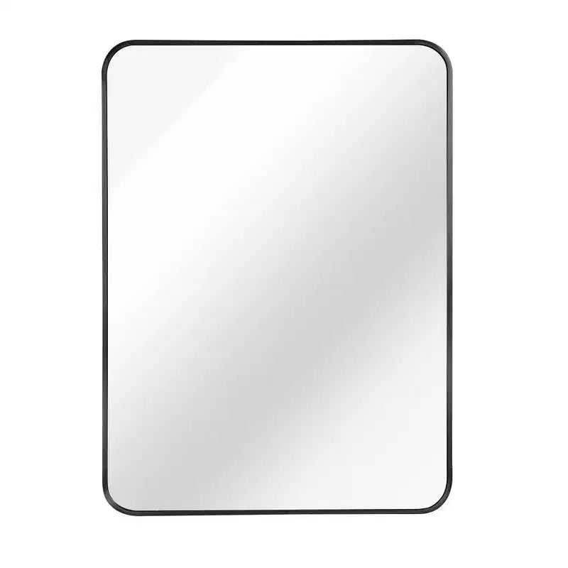Miroir de salle de bain rectangulaire encadré en métal noir 24x36 pouces pour fixation murale