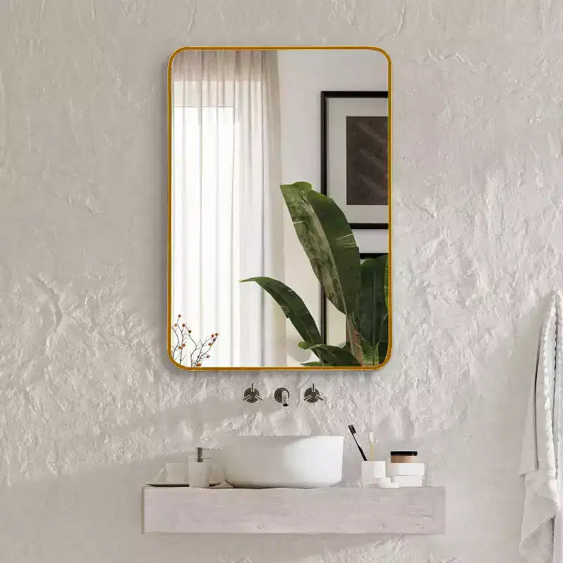 Miroir de salle de bain rectangulaire encadré en métal noir 24x36 pouces pour fixation murale