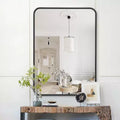 Miroir de salle de bain rectangulaire encadré en métal noir 24x36 pouces pour fixation murale