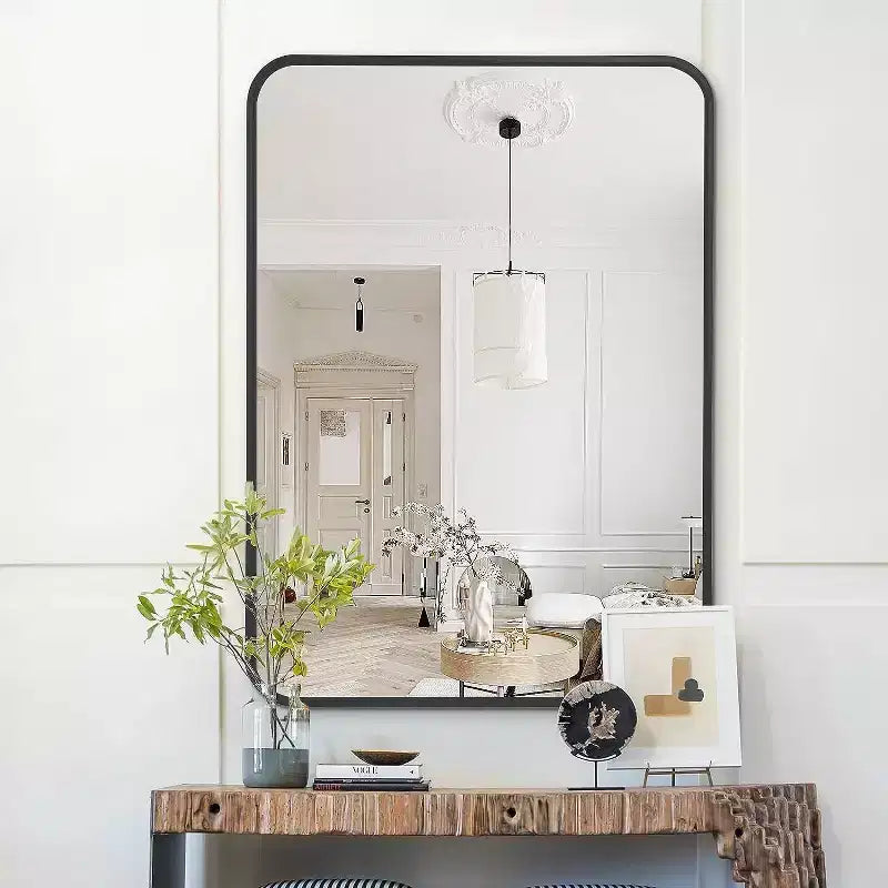 Miroir de salle de bain rectangulaire encadré en métal noir 24x36 pouces pour fixation murale