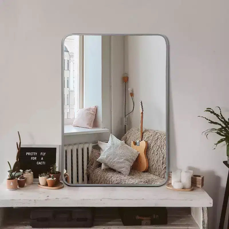 Miroir de salle de bain rectangulaire encadré en métal noir 24x36 pouces pour fixation murale
