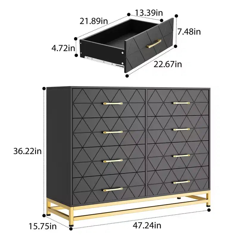 Commode à 8 tiroirs pour chambre à coucher et placard