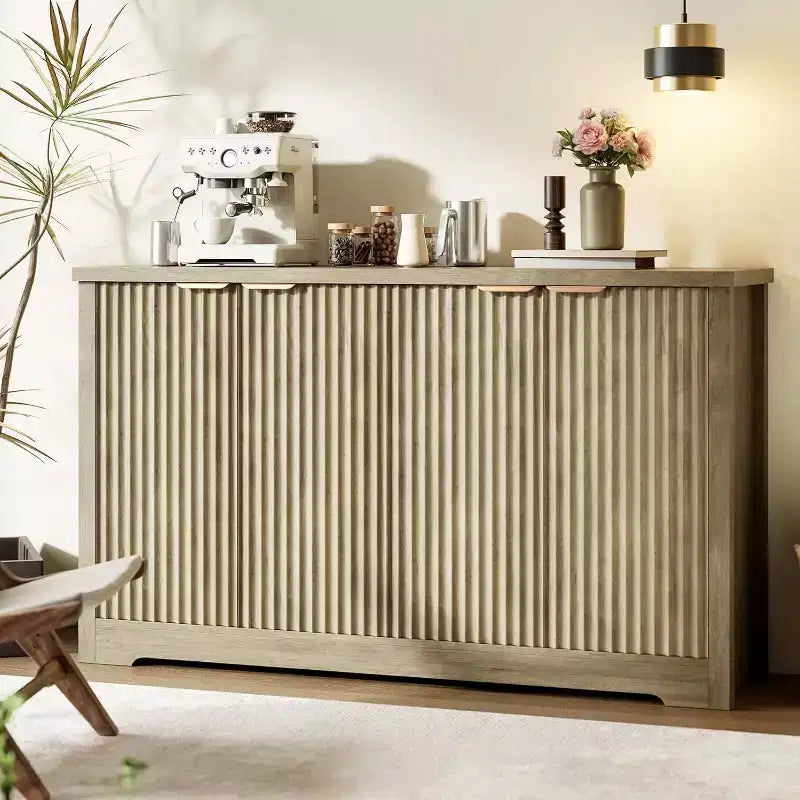 Buffet Encastré Avec Rangement, 4 Portes Et Étagères Réglables