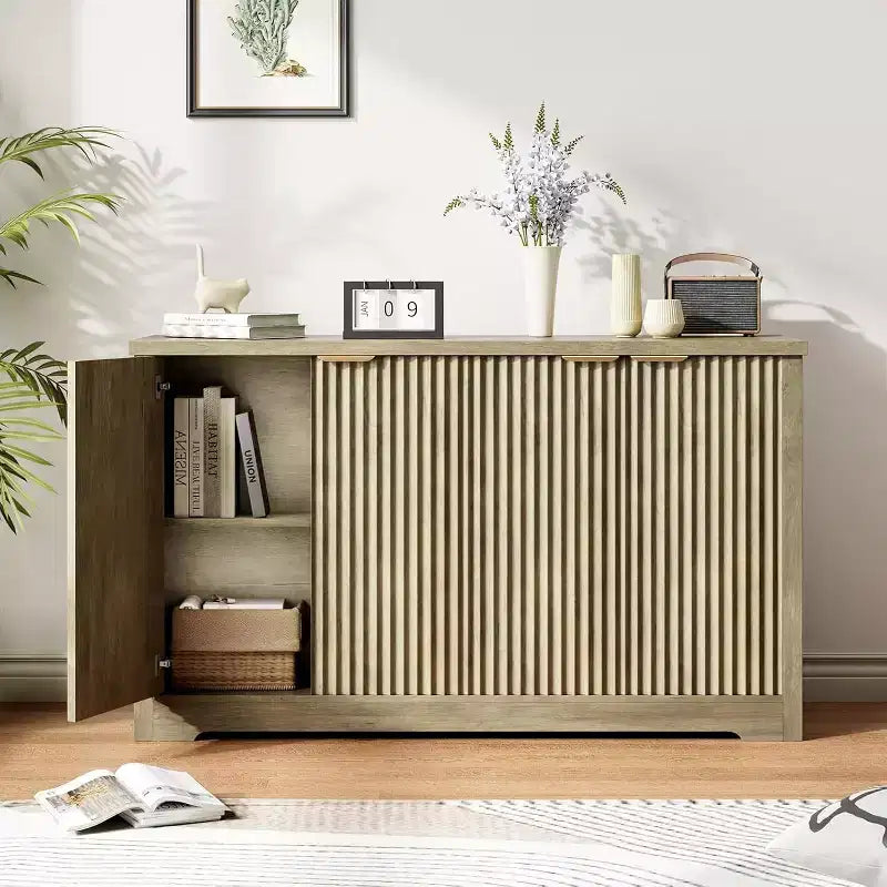 Buffet Encastré Avec Rangement, 4 Portes Et Étagères Réglables