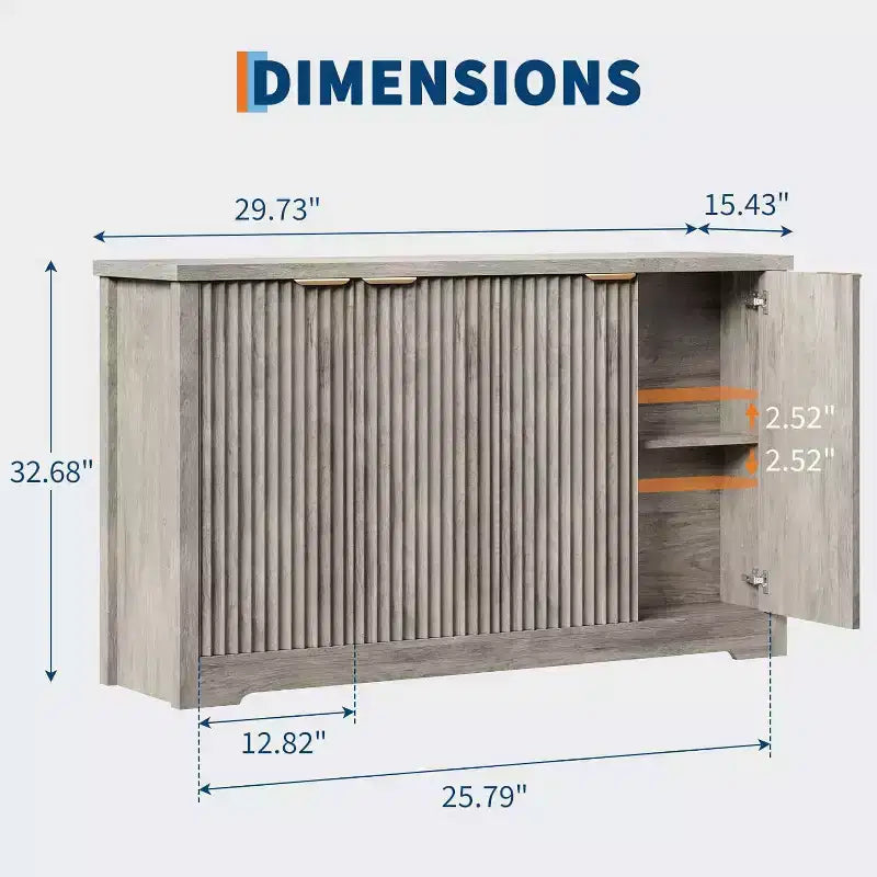 Buffet Encastré Avec Rangement, 4 Portes Et Étagères Réglables
