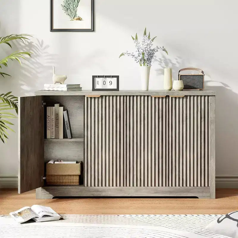 Buffet Encastré Avec Rangement, 4 Portes Et Étagères Réglables