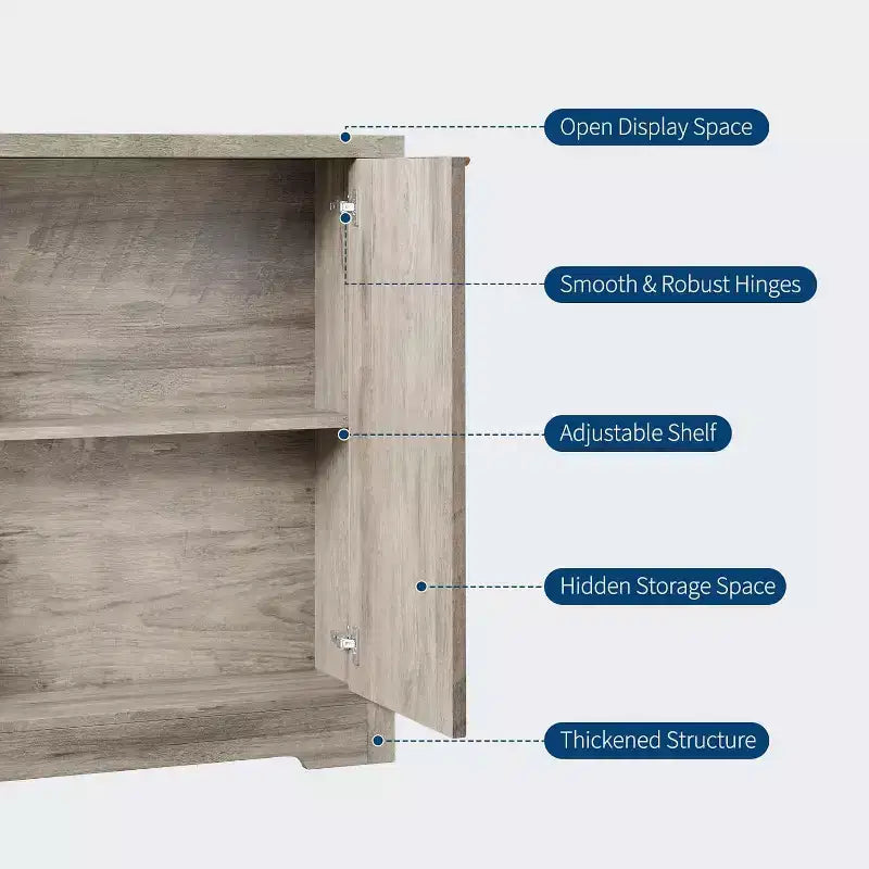 Buffet Encastré Avec Rangement, 4 Portes Et Étagères Réglables