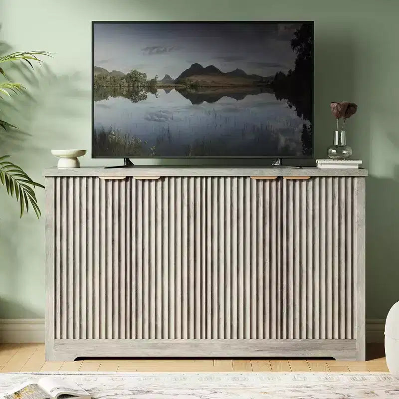 Buffet Encastré Avec Rangement, 4 Portes Et Étagères Réglables