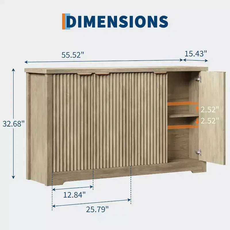 Buffet Encastré Avec Rangement, 4 Portes Et Étagères Réglables