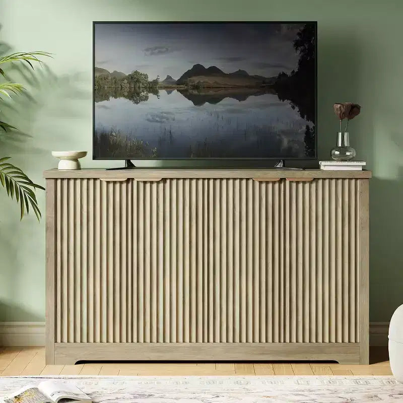 Buffet Encastré Avec Rangement, 4 Portes Et Étagères Réglables