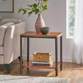 GDFStudio Ronan Rustic Wood and Metal End Table with Storage Shelf