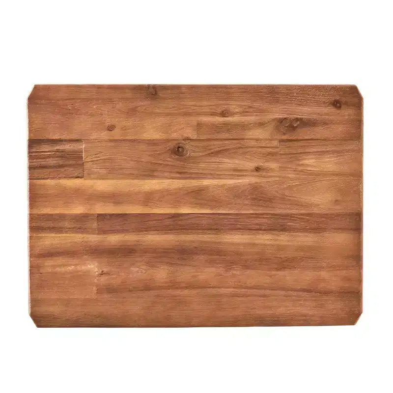 Table d'appoint rustique en bois et métal avec étagère de rangement