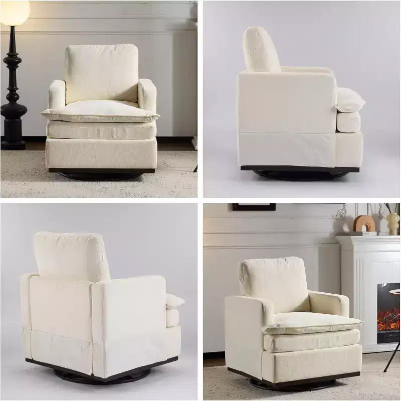 Fauteuil d'appoint pivotant à 360° de style Mid-Century Modern avec coussins d'assise doubles, canapé simple carré confortable et rembourré pour salon