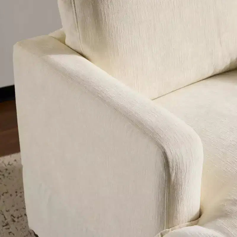 Fauteuil d'appoint pivotant à 360° de style Mid-Century Modern avec coussins d'assise doubles, canapé simple carré confortable et rembourré pour salon