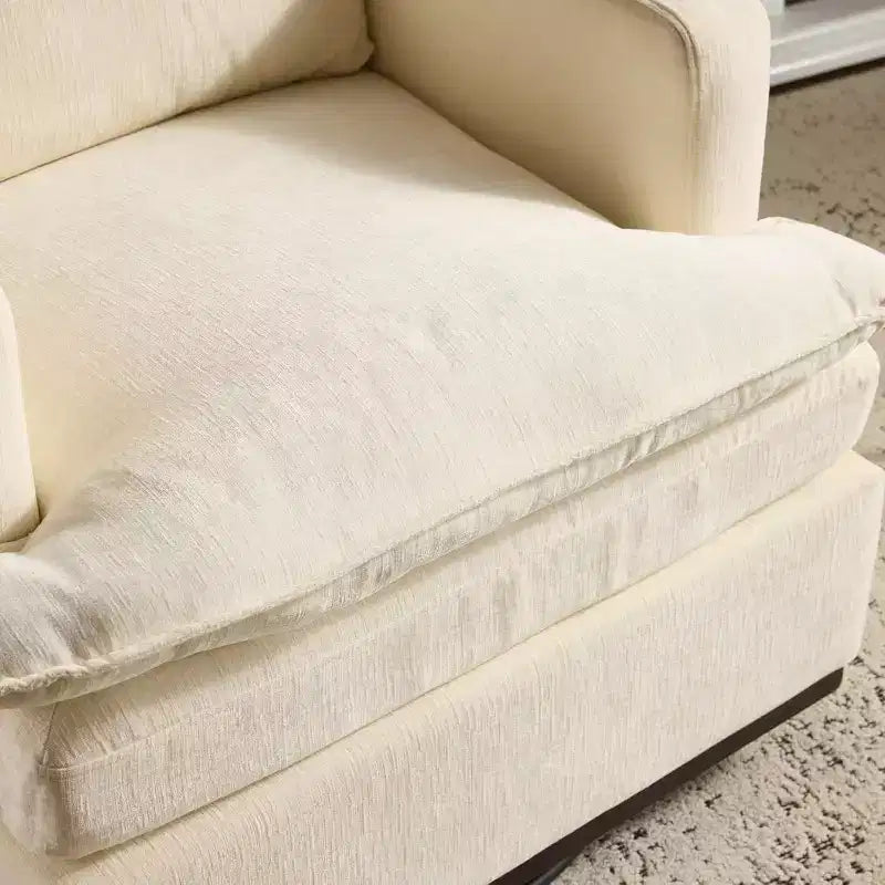 Fauteuil d'appoint pivotant à 360° de style Mid-Century Modern avec coussins d'assise doubles, canapé simple carré confortable et rembourré pour salon