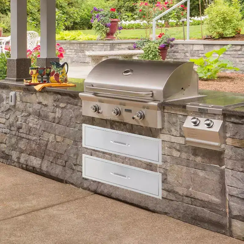 Tiroir de cuisine extérieur, tiroir BBQ encastrable en acier inoxydable à 1 couche pour cuisines extérieures et îlots de BBQ