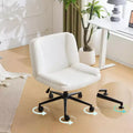 VINGLI Criss Cross Thick Padded Armless Comfy Desk Chair with Dual-Purpose Base,Adjustable Swivel Modern Vanity Chair,Rolling,Waxed PU