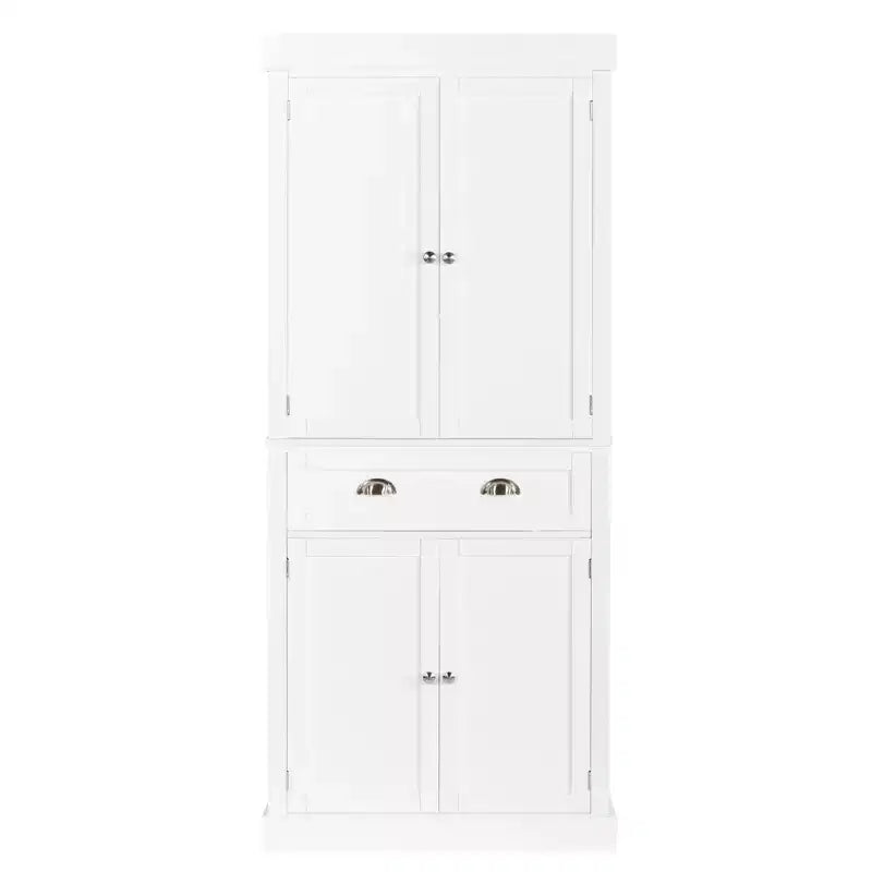 VINGLI 72-Inch White Storage Cabinets with Drawers, Freestanding Pantry Cabinets with Doors and Shelves Adjustable, Farmhouse Kitchen Pantry Cupboard