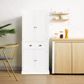 Armoires de rangement blanches de 72 pouces avec tiroirs, garde-manger autoportants avec portes et étagères réglables, armoire de garde-manger de cuisine de style ferme